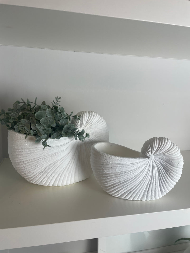 Large White Shell  Shaped Planter