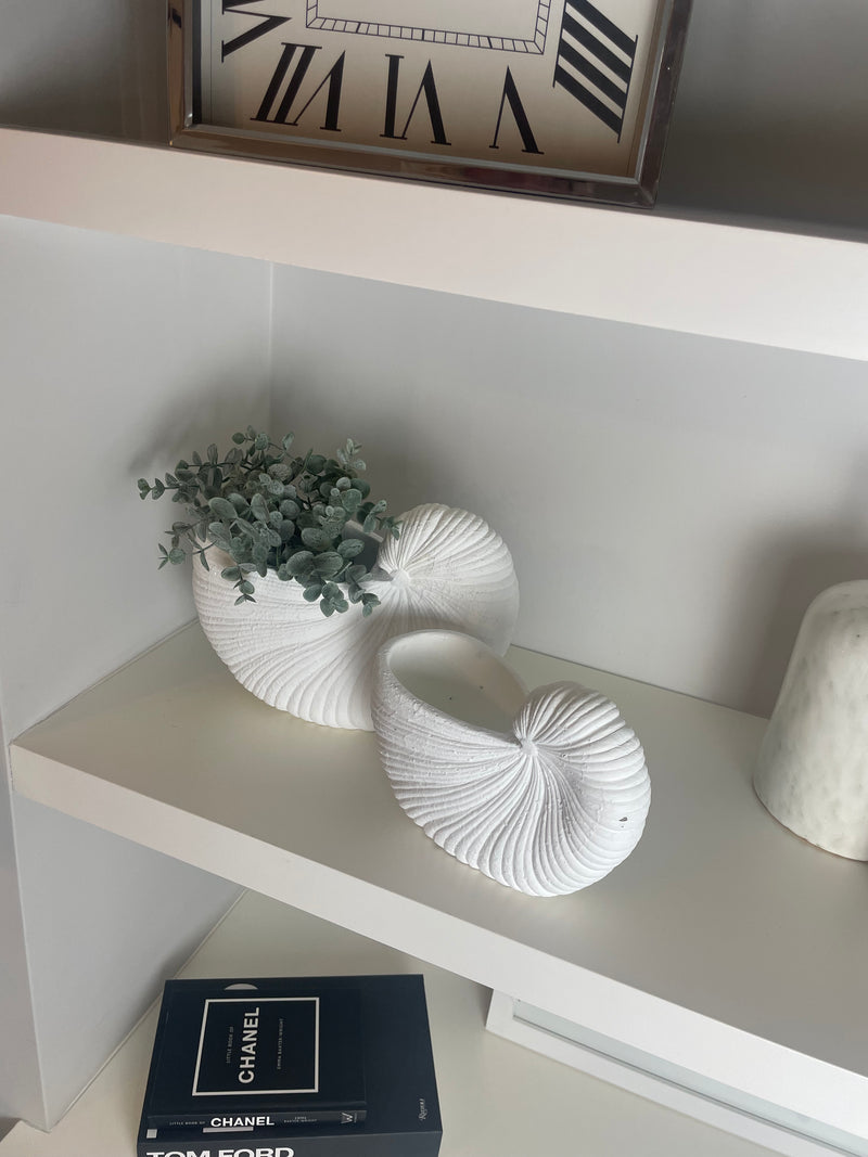 Large White Shell  Shaped Planter