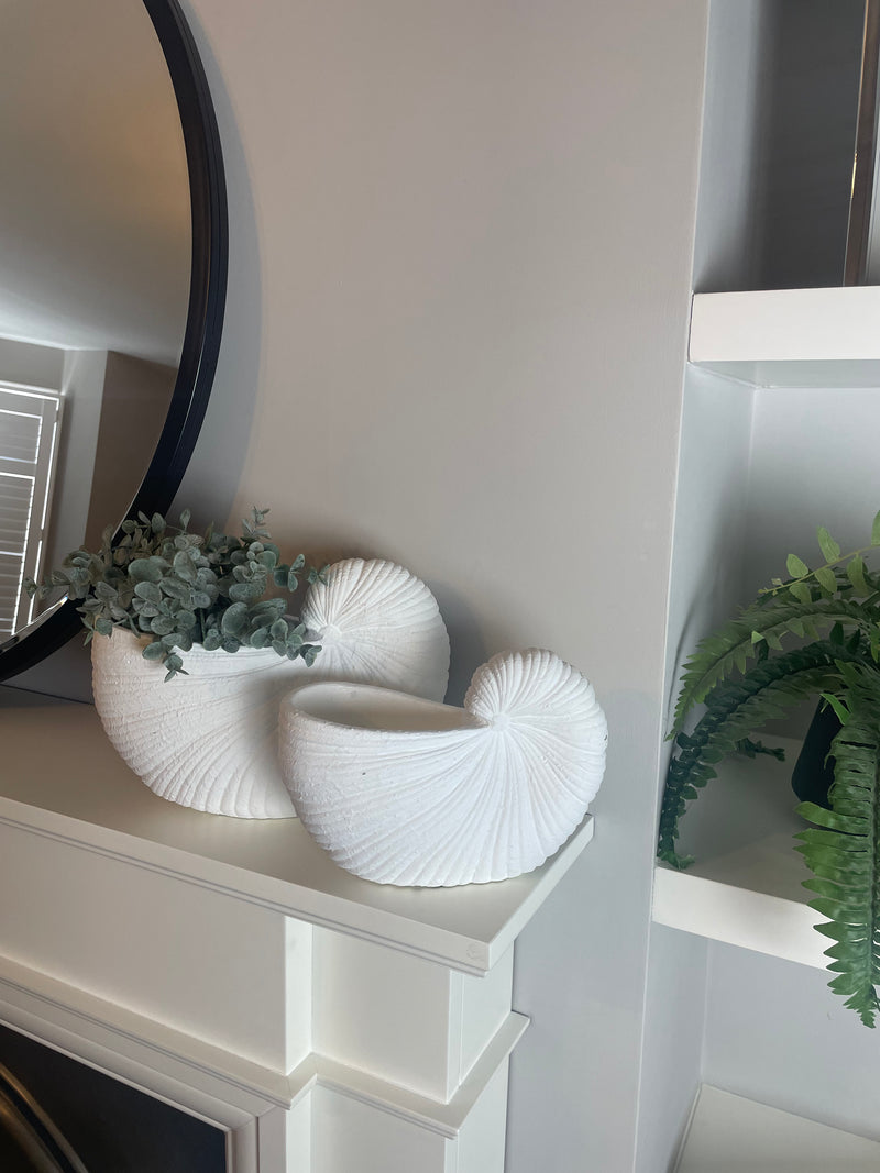 Large White Shell  Shaped Planter