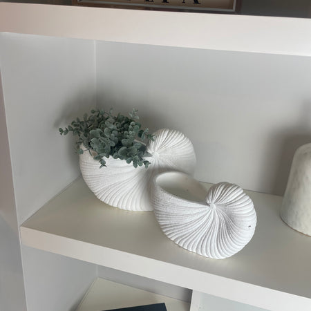 Large White Shell  Shaped Planter