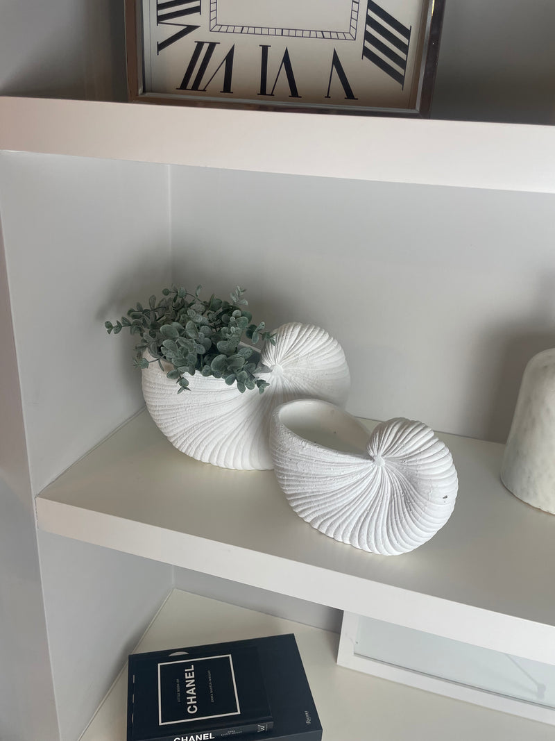 Large White Shell  Shaped Planter