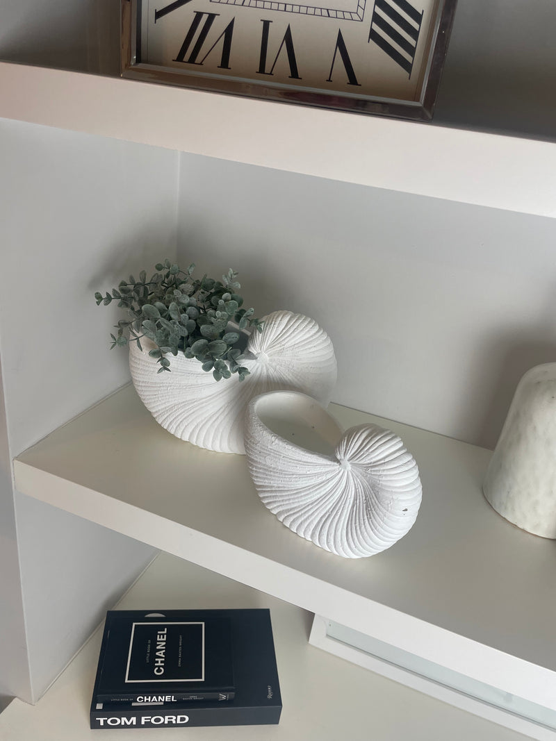 Large White Shell  Shaped Planter