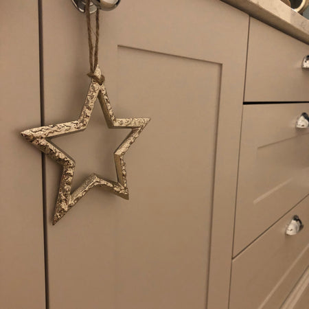 Hammered metal hanging star 2 sizes