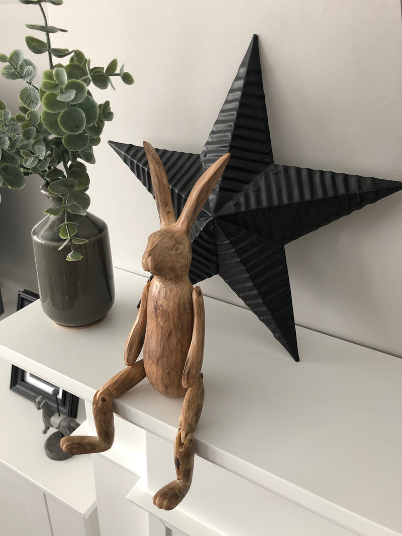 Brown jointed rabbit shelf sitter