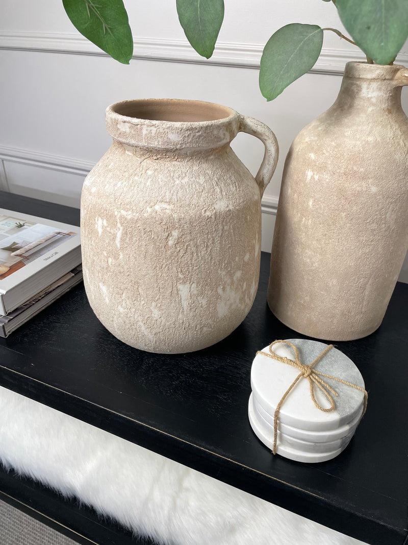 Chunky natural terracotta stone bulbous jug