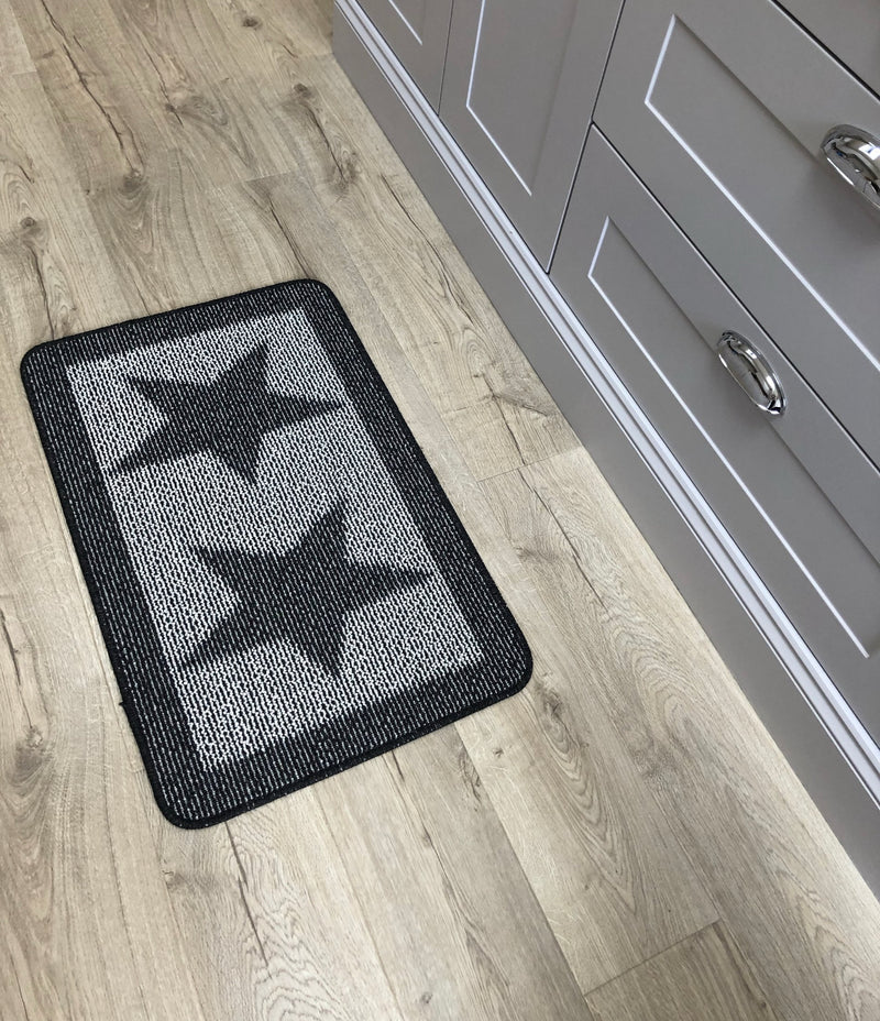 Extra Long Patio Door Mat - Grey Star - Aurina Ltd