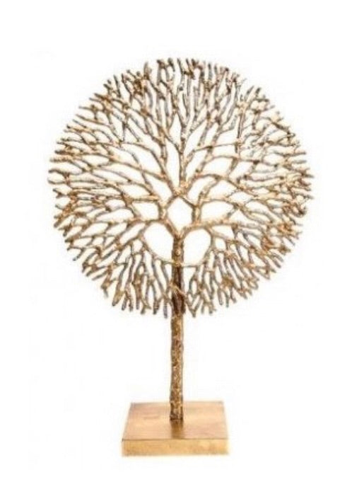 Gold metal coral tree on stand