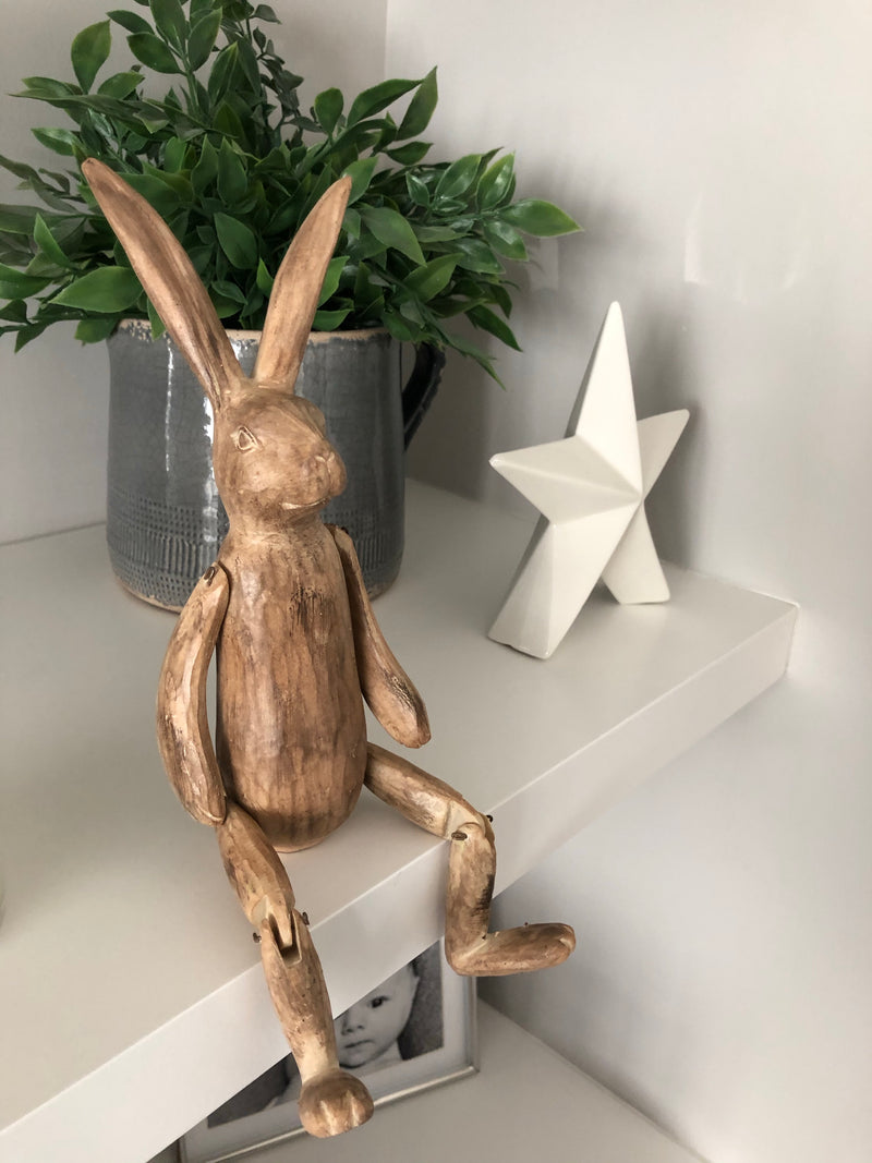 Brown jointed rabbit shelf sitter