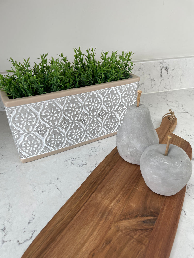 Rectangular oblong two tone geo print planter