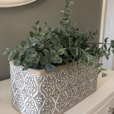 Rectangular oblong two tone geo print planter