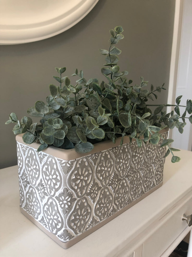 Rectangular oblong two tone geo print planter