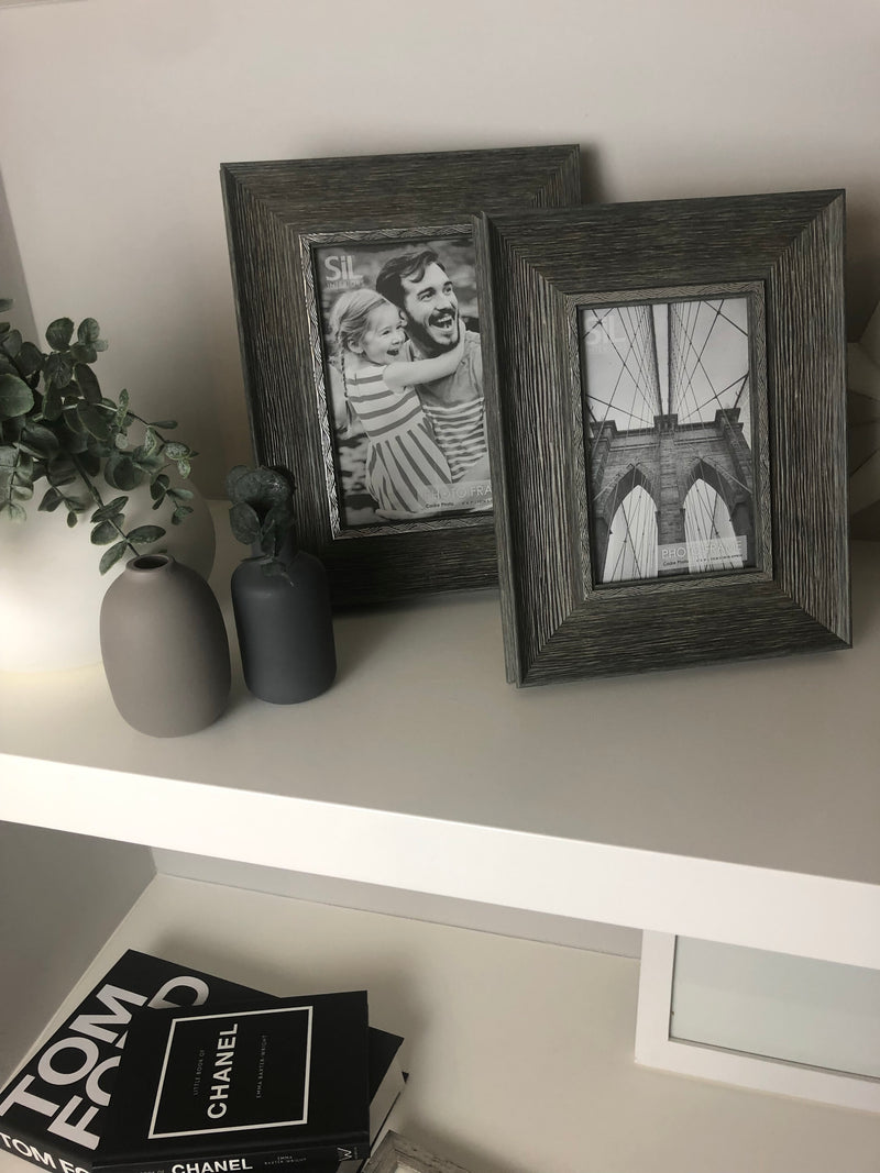 Store seconds 5x7 grey wood frame with metal trim