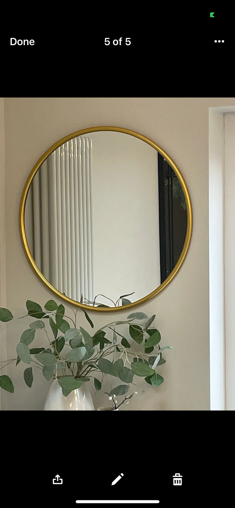 Gold round rim mirror 50cm