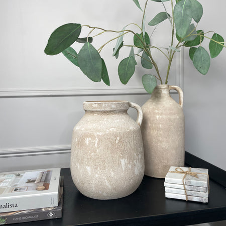 Chunky natural terracotta stone bulbous jug