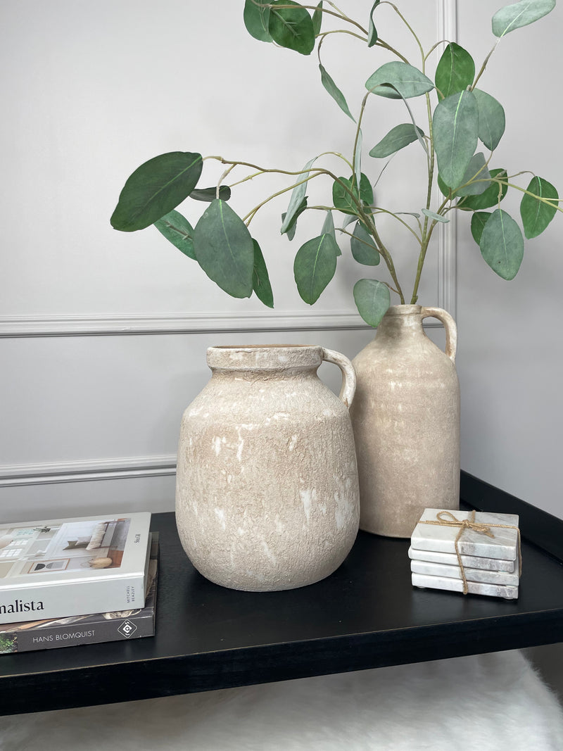 Chunky natural terracotta stone bulbous jug