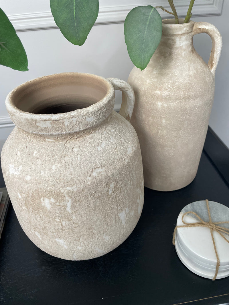 Chunky natural terracotta stone bulbous jug