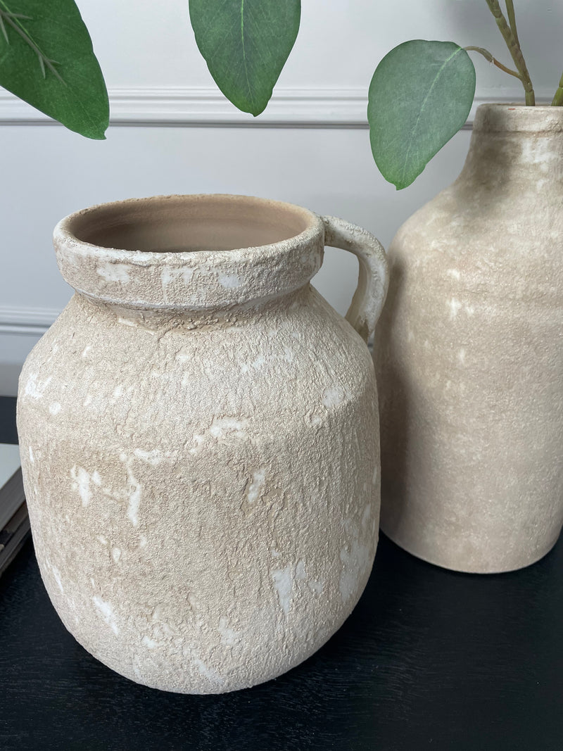 Chunky natural terracotta stone bulbous jug