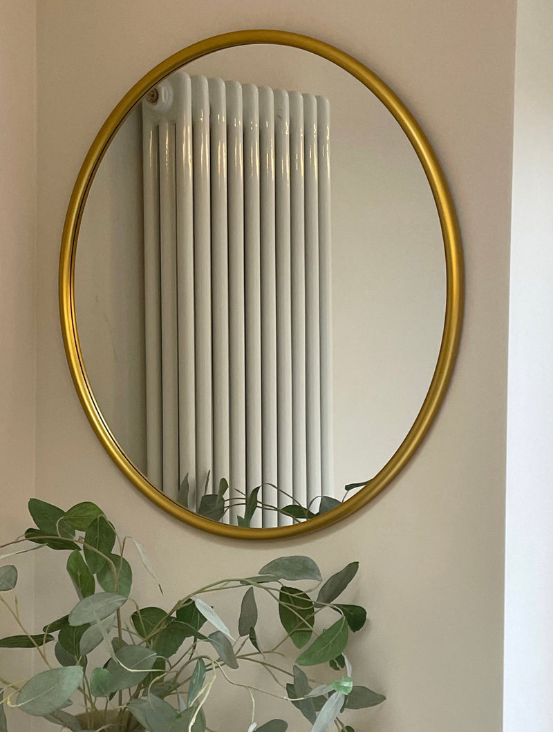 Gold round rim mirror 50cm