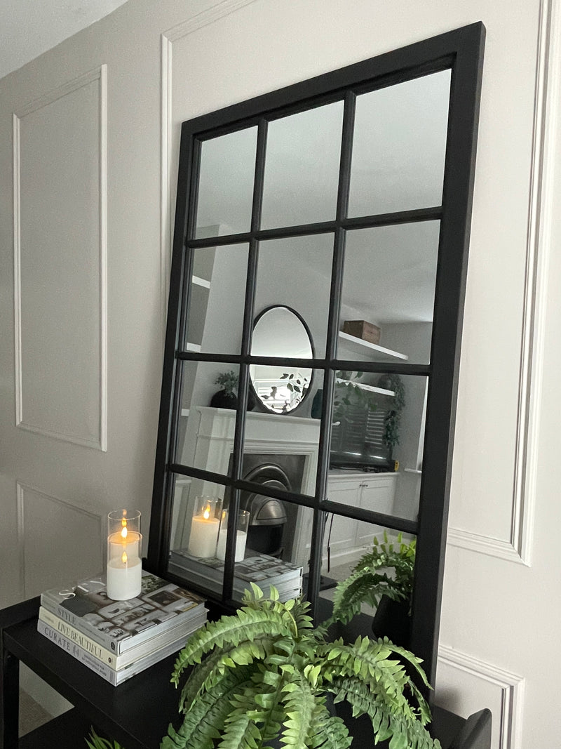 Black Wooden Window Mirror