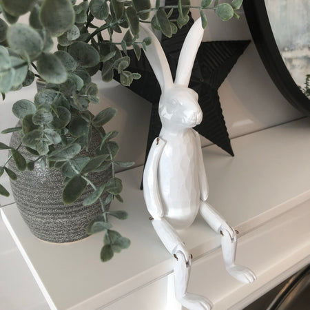 White jointed rabbit shelf sitter