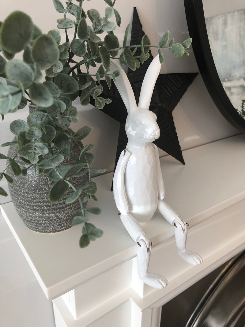 White jointed rabbit shelf sitter