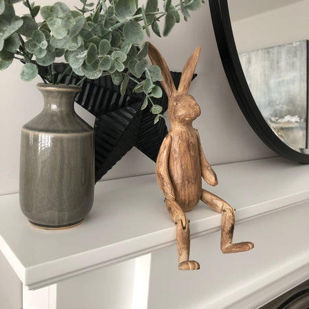 Brown jointed rabbit shelf sitter