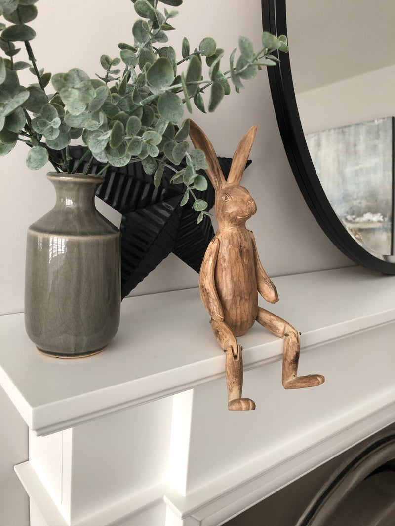 Brown jointed rabbit shelf sitter