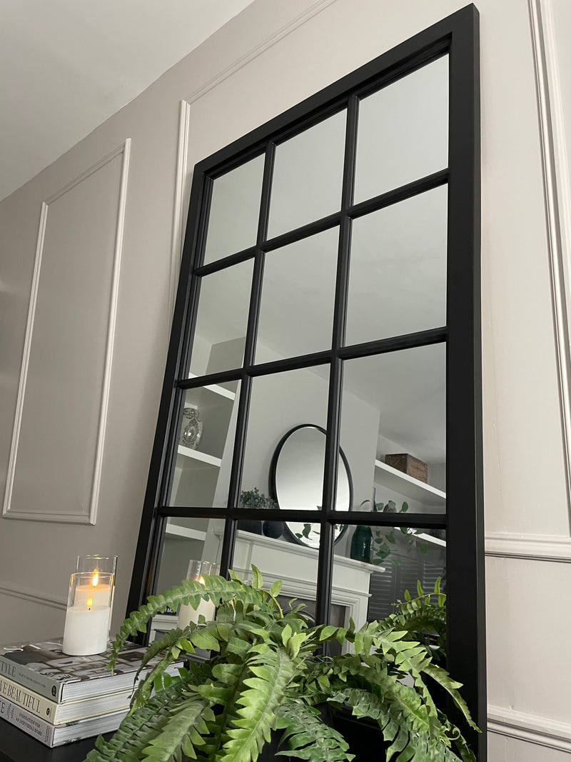 Black Wooden Window Mirror