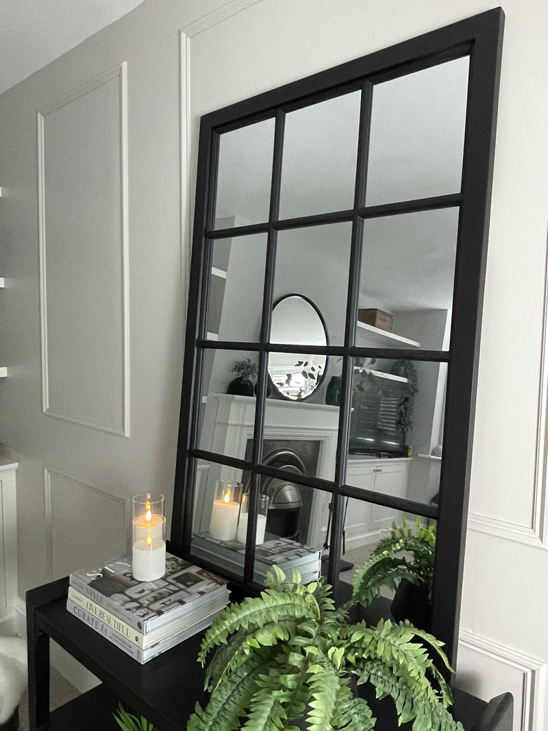 Black Wooden Window Mirror