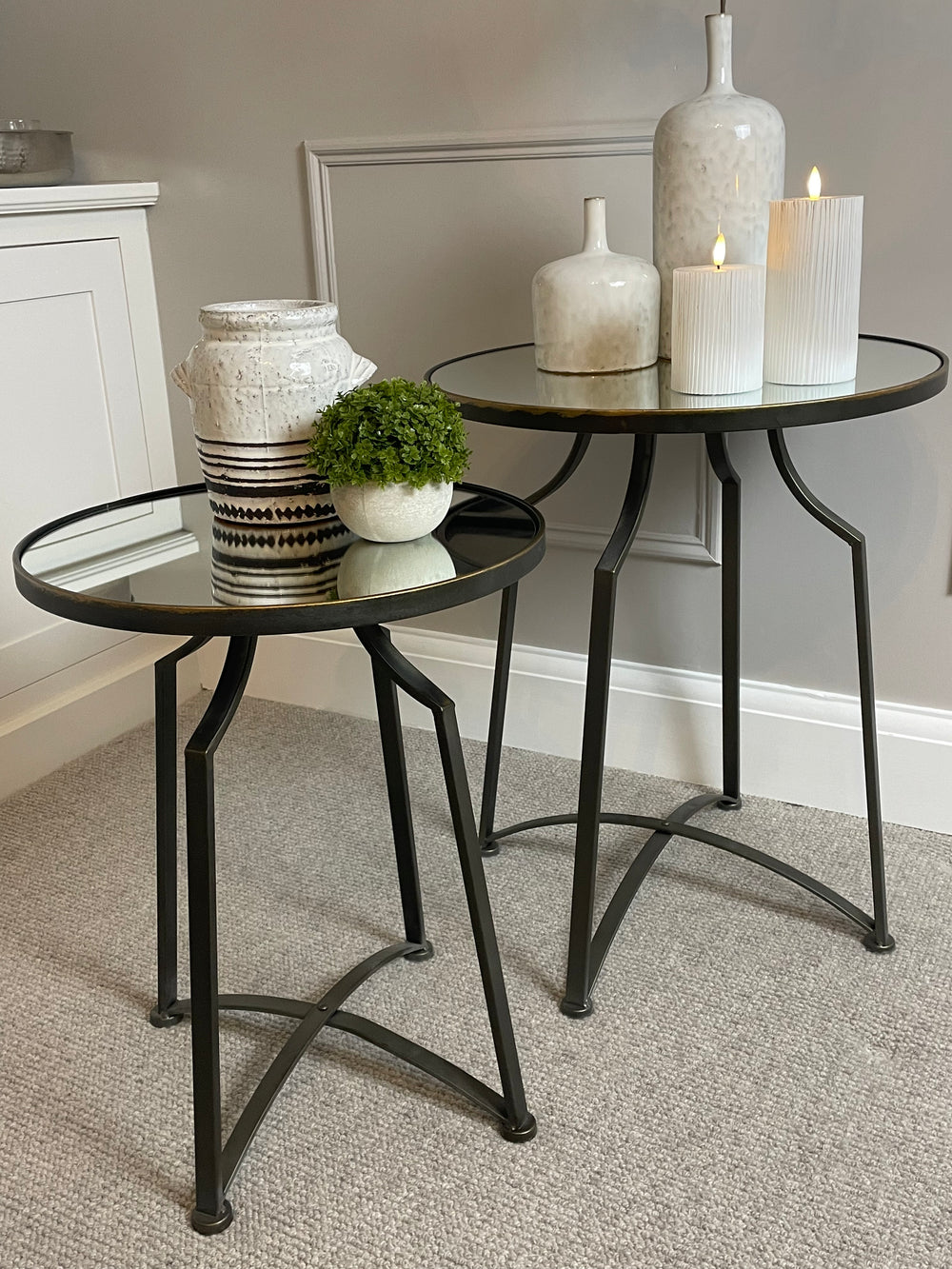 Gold mirror deals top side table