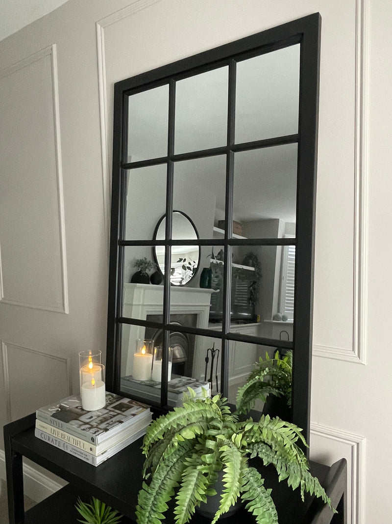 Black Wooden Window Mirror