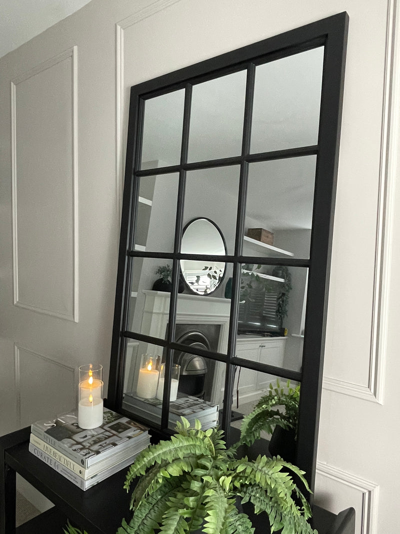 Black Wooden Window Mirror