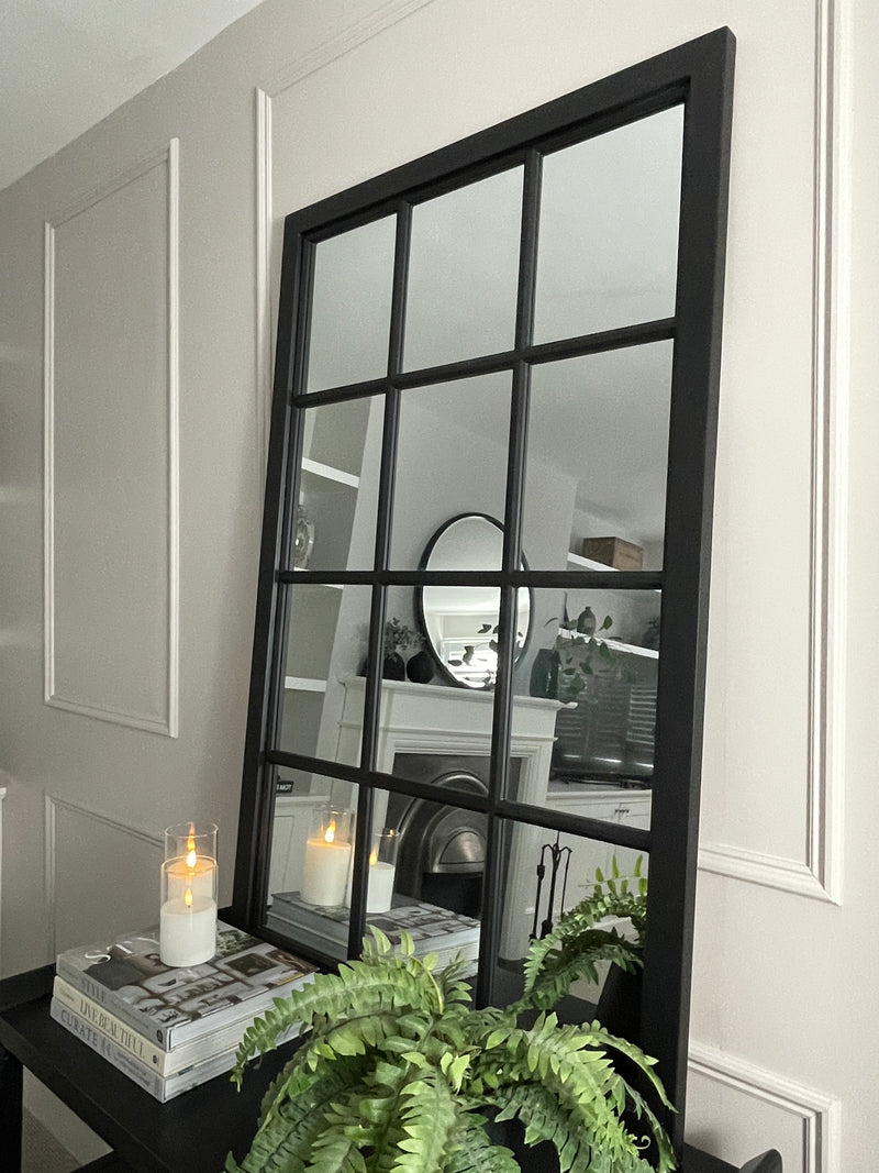 Black Wooden Window Mirror