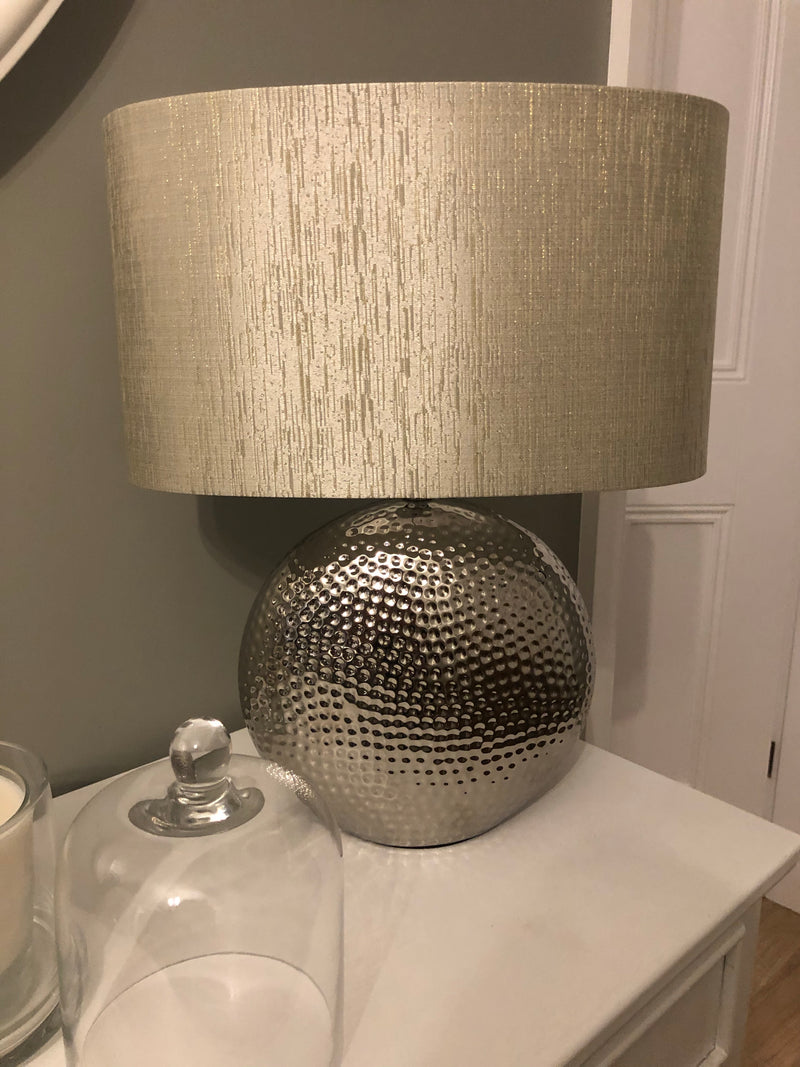 Store seconds Hammered Silver Lamp with shade