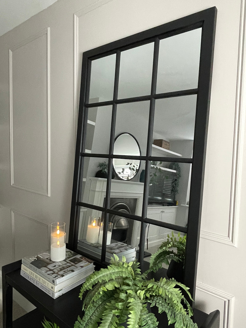 Black Wooden Window Mirror