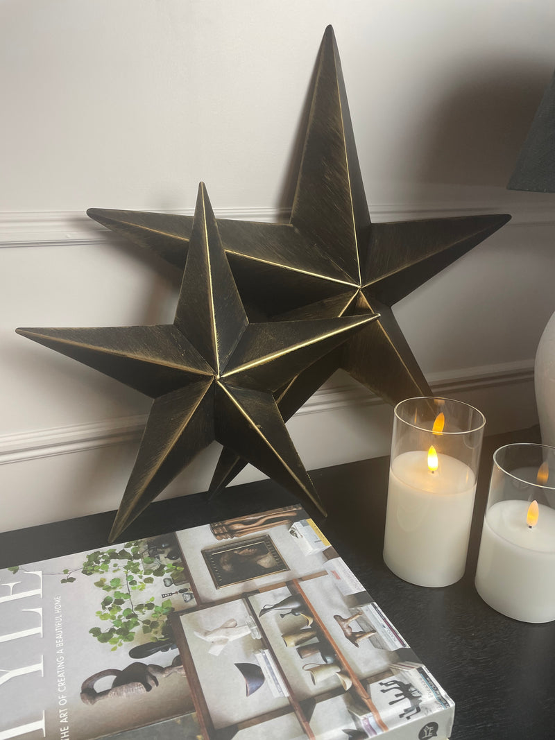 Black & Gold 53cm Metal Barn Star