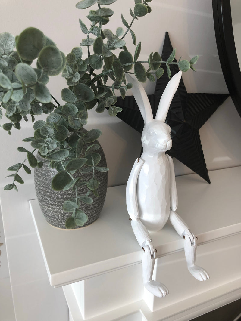 White jointed rabbit shelf sitter