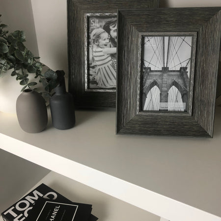 Store seconds 5x7 grey wood frame with metal trim