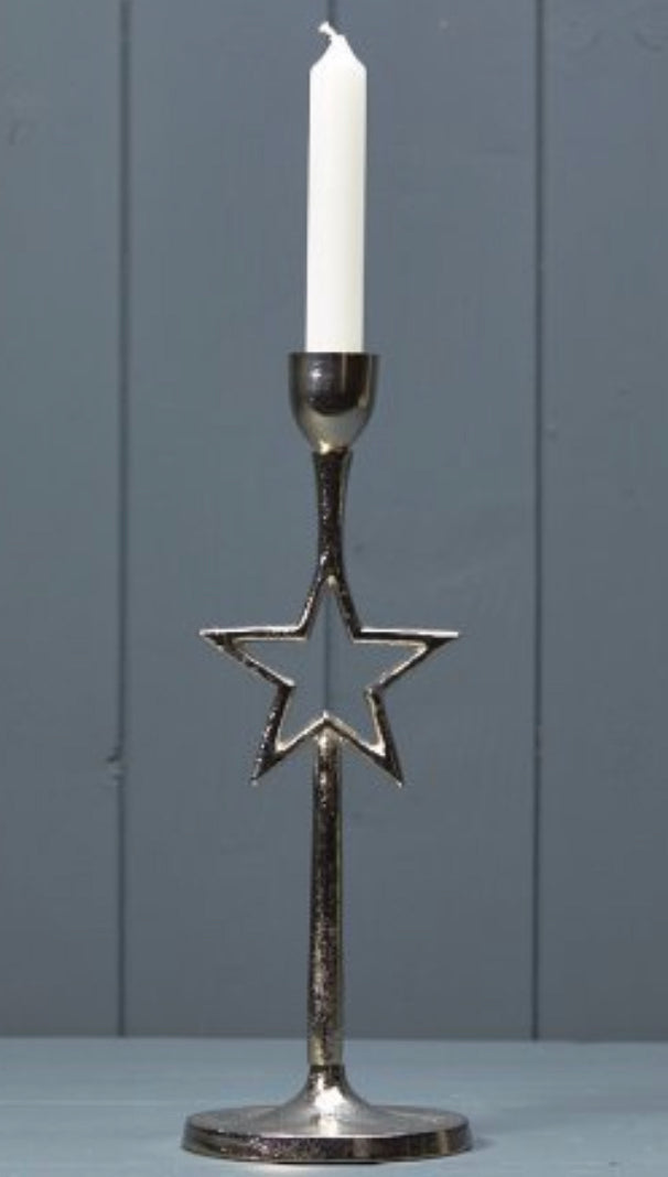 Pair of star silver candle sticks