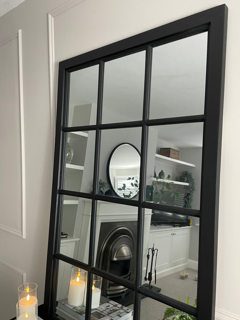 Black Wooden Window Mirror