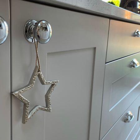 Hammered metal hanging star 2 sizes