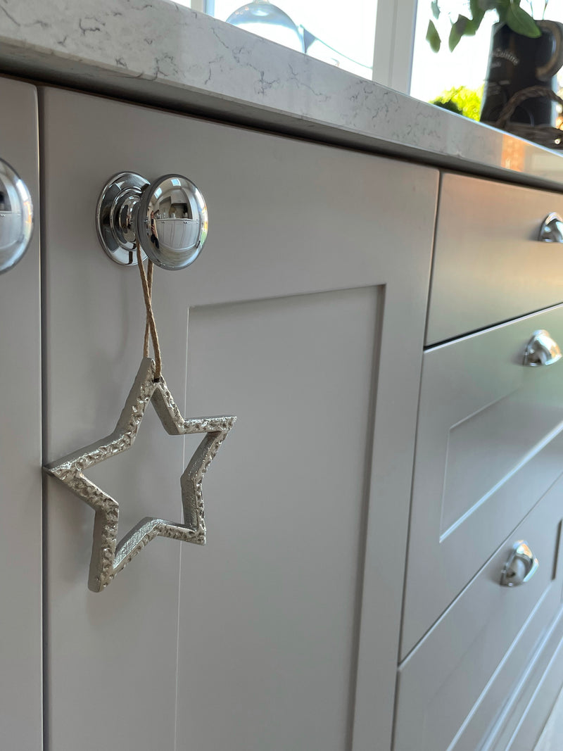 Hammered metal hanging star 2 sizes